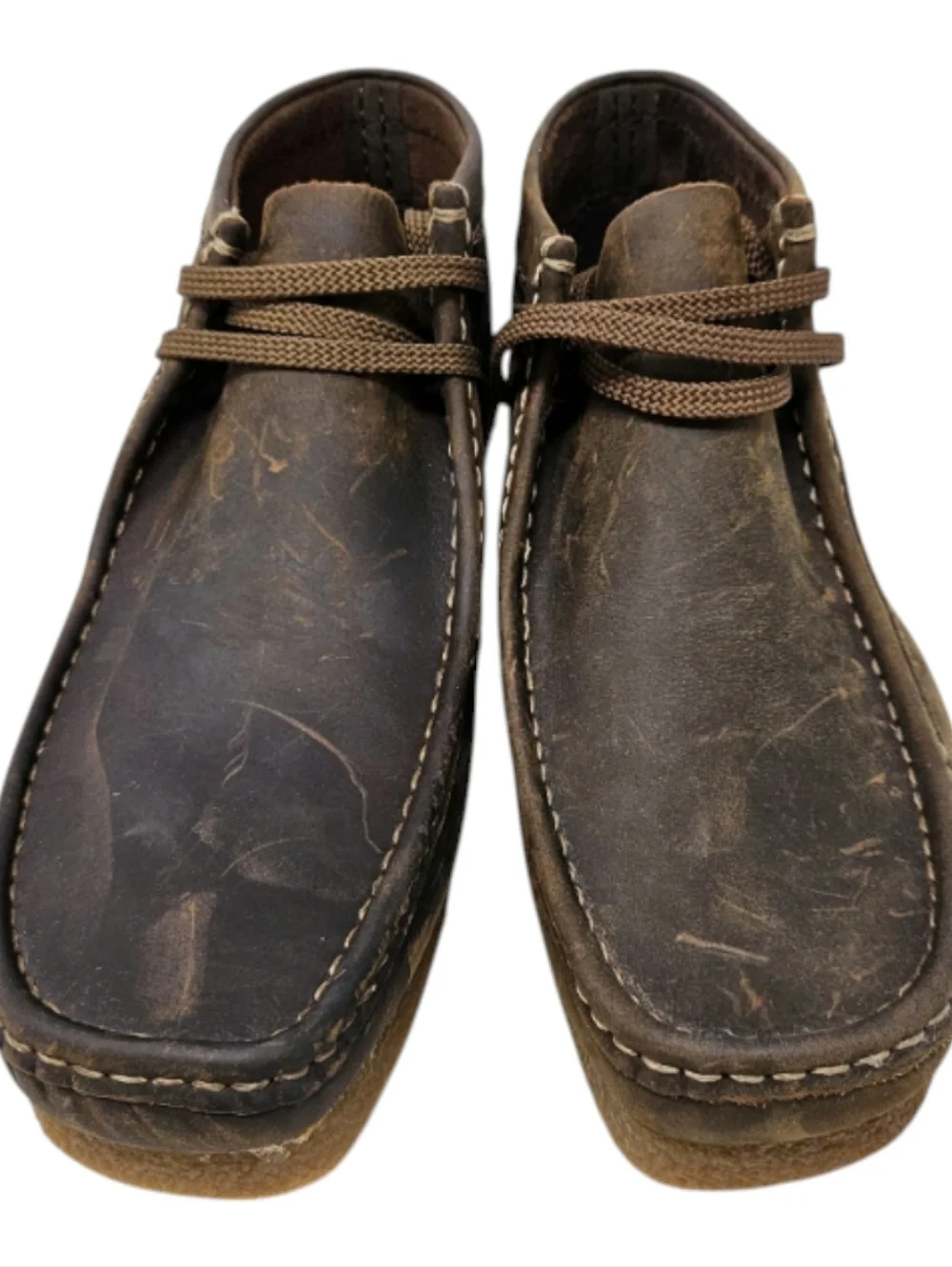 Clarks Men's Shacre Chukka DistressedBoot Beeswax Leather Wallabees Brown Size 8